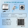 Wall-Mounted Solar Exhaust Fan, 8W Solar Panel + Φ110mm Ventilation Fan, Stainless Steel Metal Shell Protection, High Speed Large Airflow Exhaust Fan, Ventilation and Heat Dissipation Solution for Attic, Warehouse, Garage and Kitchen