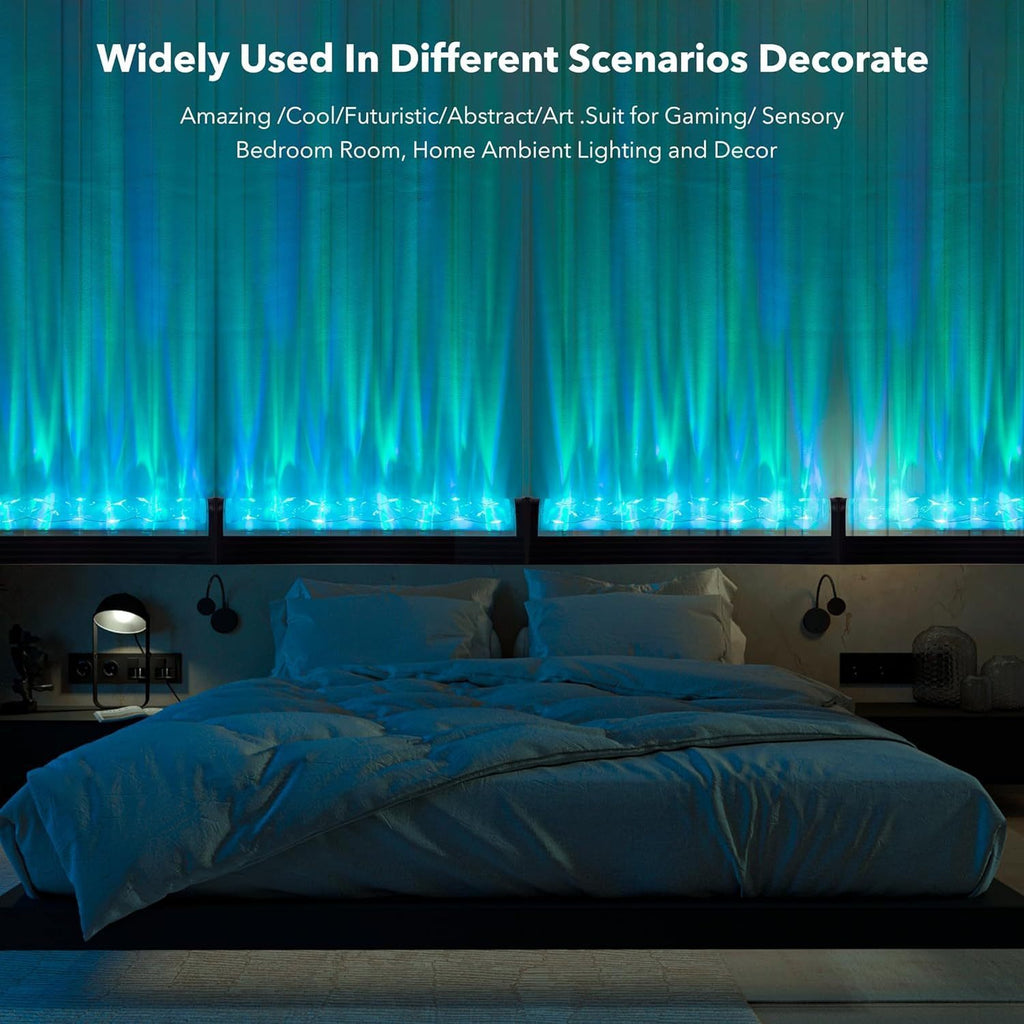 RGBW Dynamic Wave Wall Light, Ocean Wave Projection Light, Flowing Water Effect, Music-Sync Color Changing Ambient Light, 16 Million Colors DIY Dimming, LED Ambient Lighting, Suitable for Bars, Bedrooms, Game Rooms