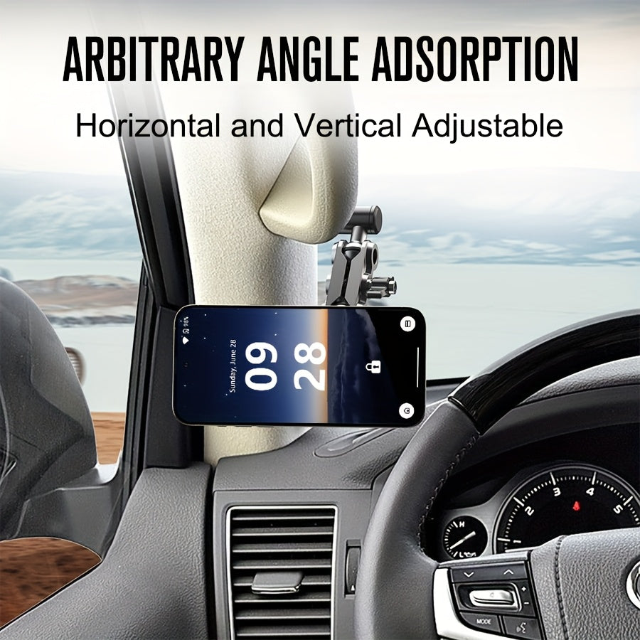 Off-Road Magnetic Phone Holder, Universal Car Off-Road A-Pillar Handle Magnetic Phone Mount, Truck A-Pillar Phone Holder, Aluminum Alloy Support Rod Car Phone Mount