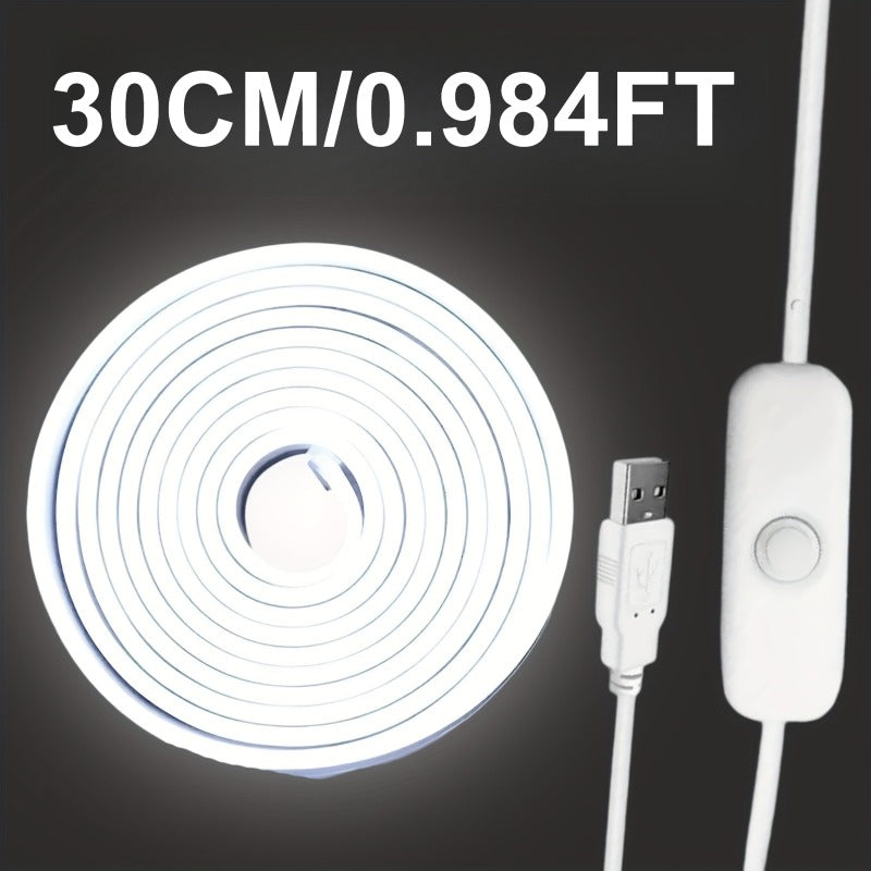 LQHZMYY 16.4英尺柔性LED霓虹灯带 - USB供电白色氛围照明，适用于室内外家居装饰、卧室、厨房、万圣节派对装饰（3.3英尺至16.4英尺），家庭内部灯光