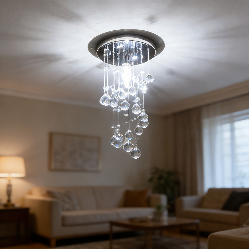 Luxury silver crystal chandelier, featuring modern fishing line design and metal structure, perfectly suitable for living room, dining room, bedroom and kitchen. E14 base (bulbs not included)