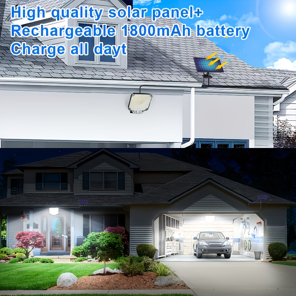 1 Pack 344 LED Solar Split-Type LED Street Light, Outdoor IP65 Courtyard Garden Lawn Driveway Security Light, with Remote Control, Dusk-to-Dawn Auto On/Off, Energy Saving, Bright, Long-Lasting and Durable