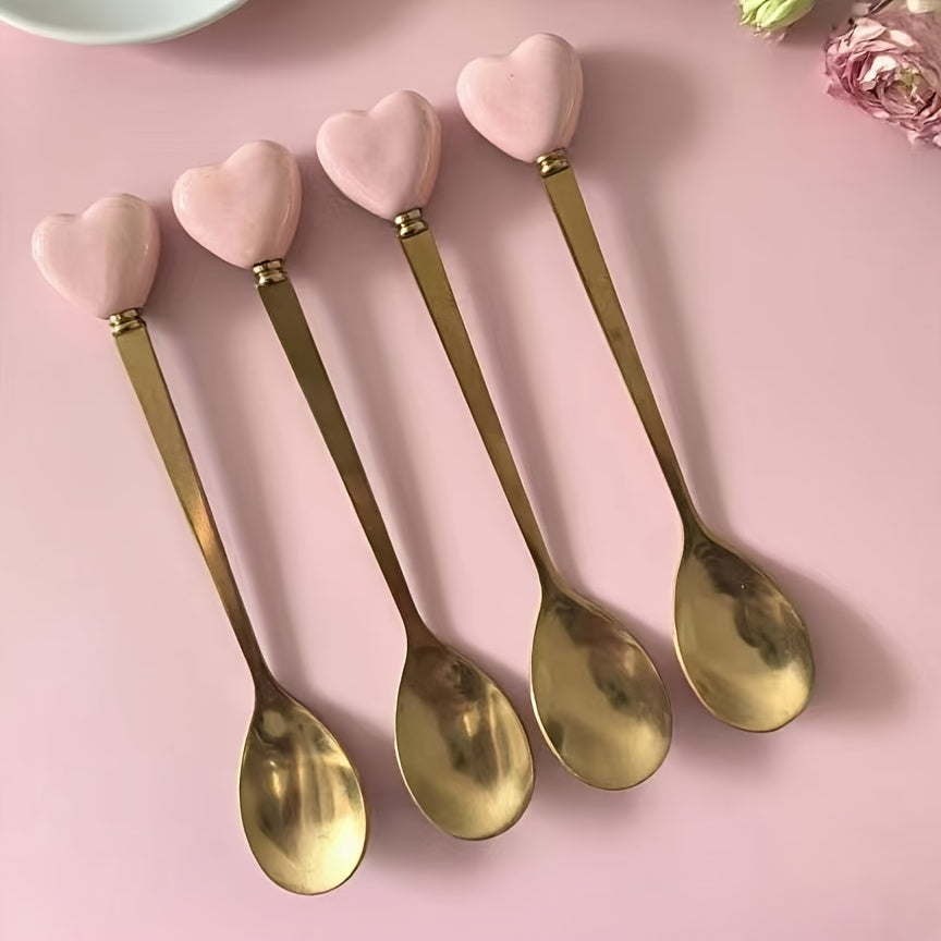 Luxury Stainless Steel Fork Spoon Set (2/4 Pieces), Fashion Tableware, Perfect for Afternoon Tea, Wedding, Cafe, Ideal Gift for Women, Travel Essential, Colorful Ice Cream Dessert Spoon for Summer Cake Yogurt