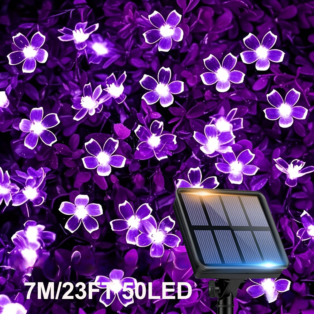 Solar Cherry Blossom String Light 100/50/20 LED Beads Flower Decorative Fairy Light Outdoor 8 Modes IPX4 Waterproof Fence Lawn Garden Trees Wedding Halloween Christmas Decorative Light