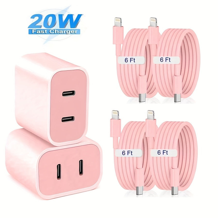 Ultra Fast Charger, (20W+20W) Dual Port USB C Wall Charger Plug Travel Charger Fast Charging+Type-C 6-foot Cable, Suitable for iPhone 14 Pro Max/Pro/Plus/Mini/iPad&More