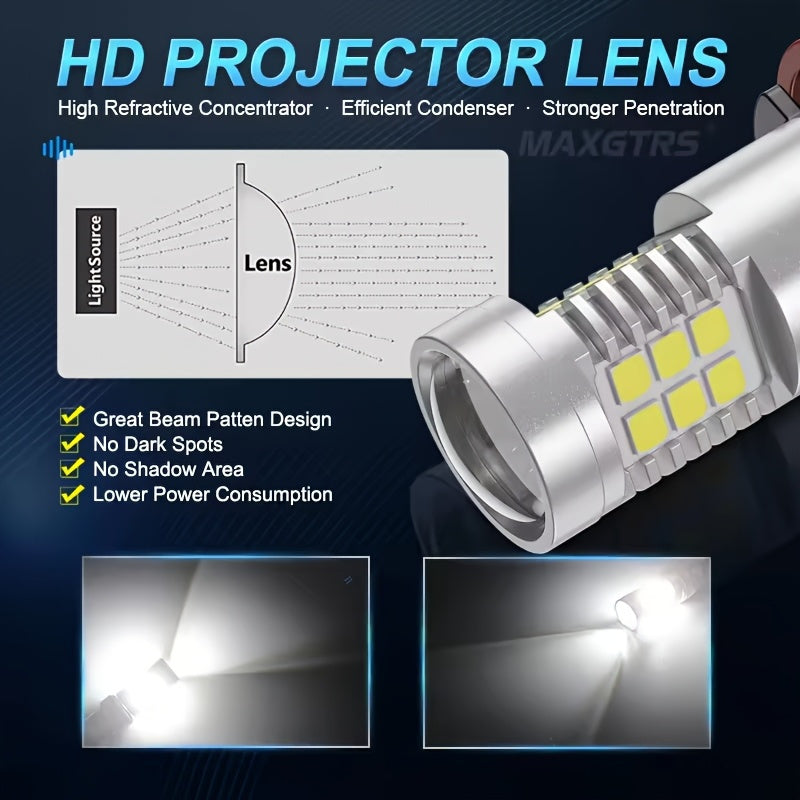 2Pcs H8 H9 H11 21SMD LED Headlight Bulbs High/Low Beam 6000K White Car Front Fog Light Driving Light Daytime Running Light Car Motorcycle 12V-24V