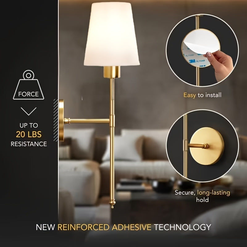 Modern Style Wireless Wall Light Set (2-Pack), Rechargeable Bulb with Remote Control - Adjustable Brightness / Color Temperature, Suitable for Easy Installation, Semi-Flush Mount Design, Suitable for Office
