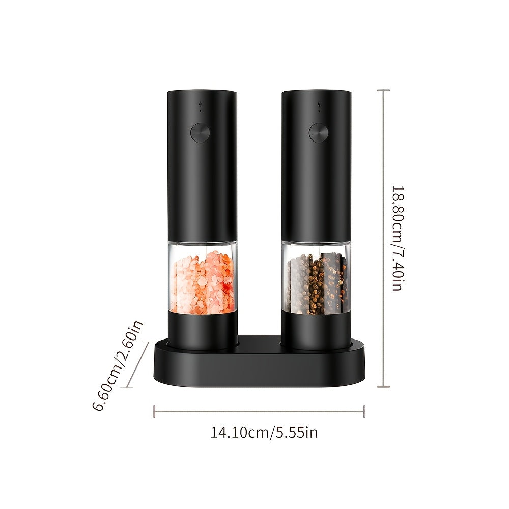 Electric Salt and Pepper Grinder, Automatic Battery-Operated Pepper Mill, Adjustable Coarseness, Easy Refill, Upgraded Large Capacity with LED Light, One-handed Operation, Perfect for Kitchen, Dining Table and Gifting