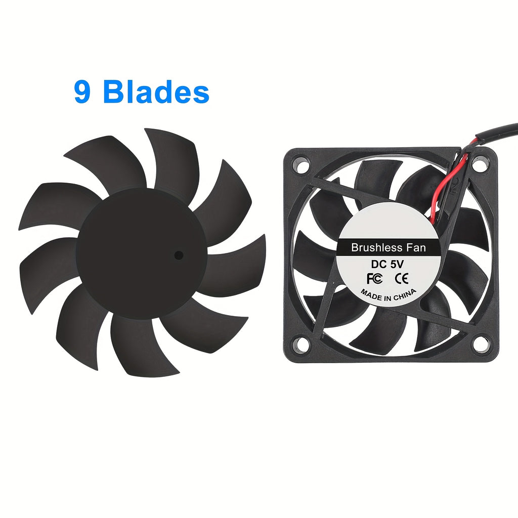 2 Pack 60mm DC 5V USB Fan, 6015 Brushless Cooling Fan 60mmx60mmx15mm 5V USB, Suitable for PC Case Heatsink Raspberry Pi Cooler