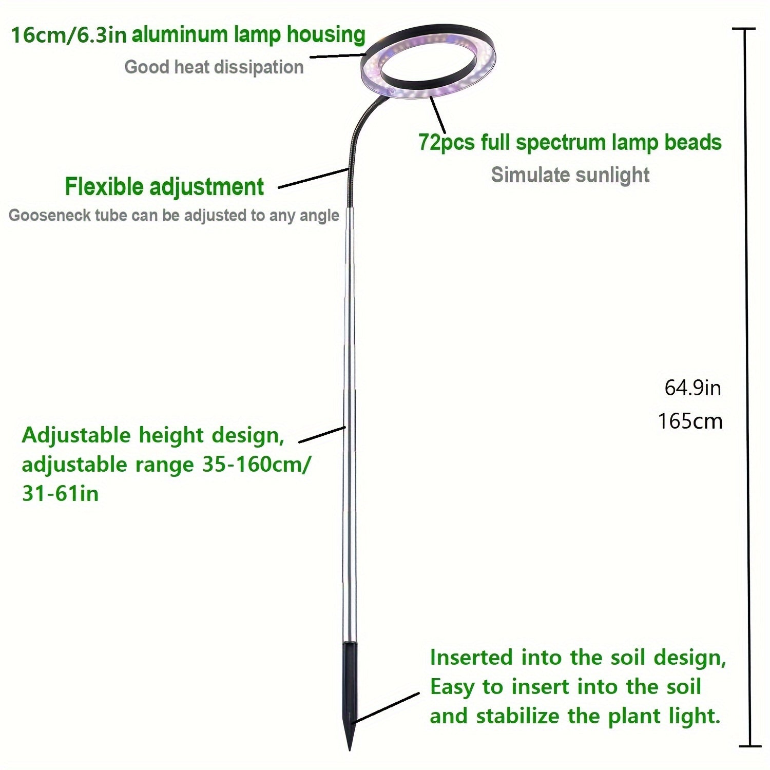 Full-Spectrum Grow Light for Large Plants, Plant Cultivation Light, Sun-Like LED Plant Grow Light, Single Pack