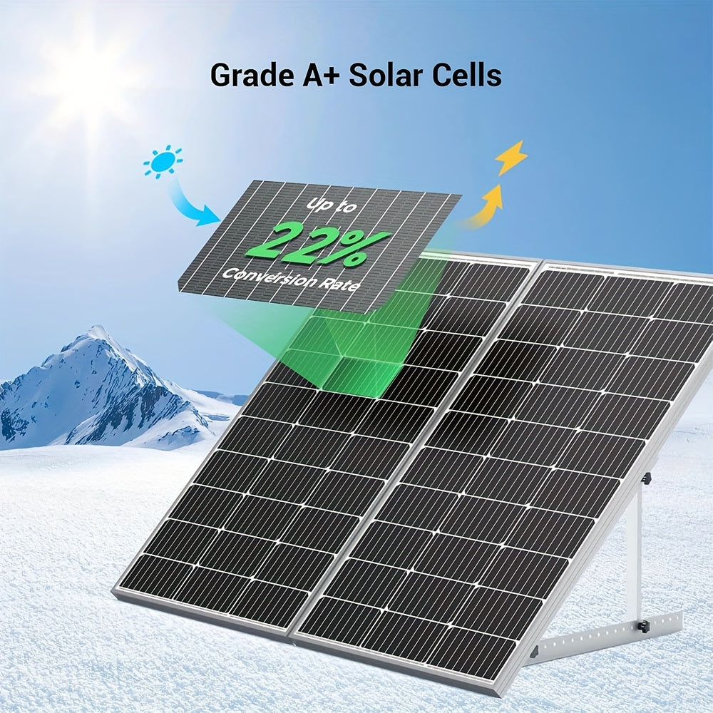 太陽能板 100 瓦 12 伏，高效單晶體太陽能 PV 模組電源充電器，適用於露營車、船舶、屋頂農場電池和其他離網應用，單片 100W