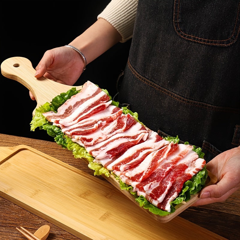 1PC/2PCS Bamboo Rectangular Tray, Up to 31.4in / 80cm – Perfect for Hot Pot, Steak, Appetizers – Durable Kitchen & Restaurant Serveware – Natural Bamboo Display Board, 3 Sizes Available for Multiple Scenarios