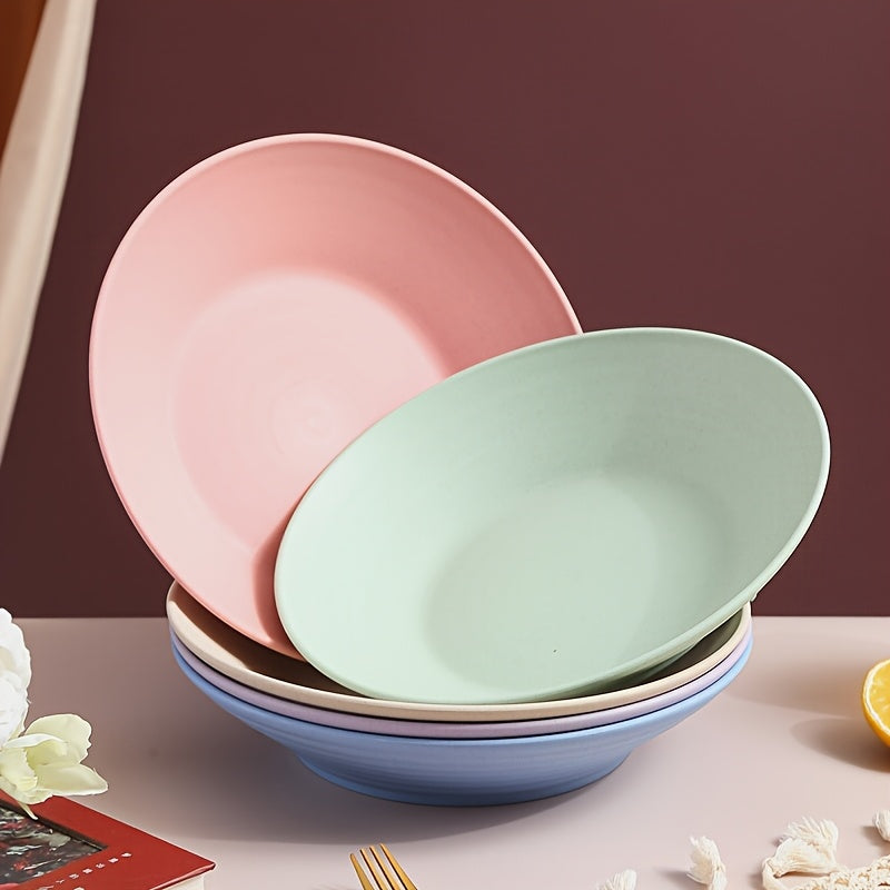5 Pieces, 9-Inch Deep Large Capacity Dinner Plate, Pasta Plate, Dessert Plate, Salad Plate – Perfect for Home, Dormitory, Kitchen, Restaurant, Parties – Tableware Accessories, Kitchen Supplies – 5 Colors