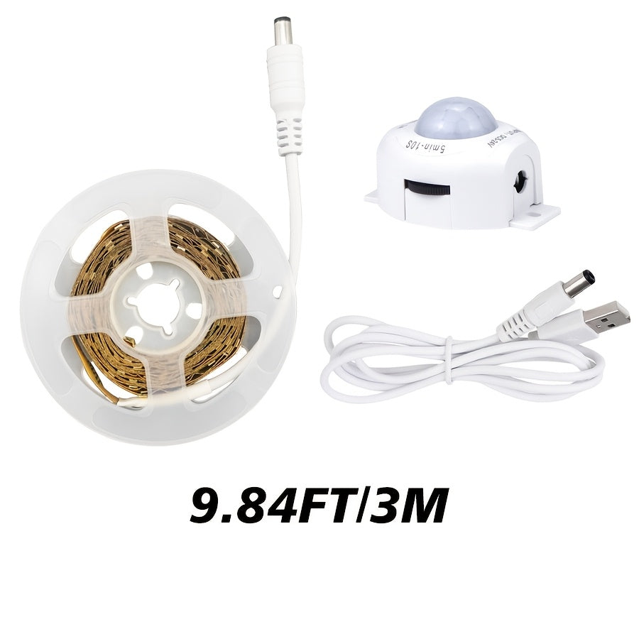 1个 3-16 英尺 智能移动侦测冷白光 LED 灯带 - USB 供电自动开关，非常适合楼梯、衣柜、厨房、卧室和走廊的低电压人体感应灯条