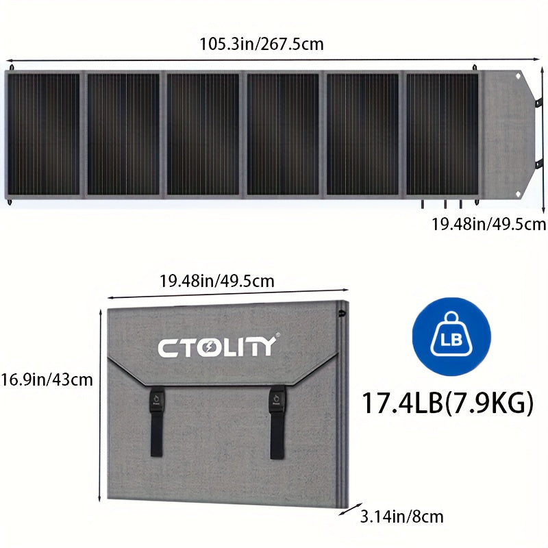 400W/200W/100W 可攜式太陽能板，可折疊太陽能毯，單晶高功率太陽能板，太陽能電池效率高達 23%，適用於戶外探險船用電站、花園、庭院、屋頂、露營 RV 太陽能發電機