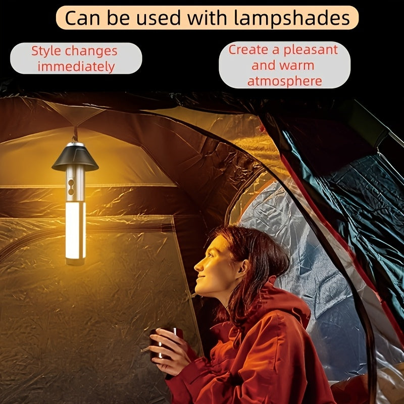 Cross-border multi-functional telescopic stand camping ambiance light, 270° adjustable fill light, zoom flashlight 2-in-1, outdoor best-selling product