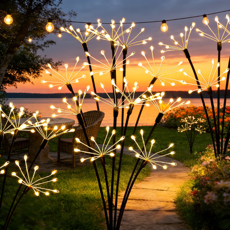 60 LED Warm Light Solar Firework Light, Specialized for Courtyard and Pathway Lighting, Garden Landscape Decoration Essential, Suitable for Outdoor Use, with Auto On/Off and Swaying Firework Design, Perfect for Illuminating Gardens