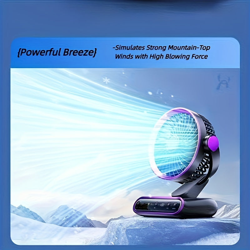 Smart Desktop Circulating Fan, 4 Modes & 100-Speed Stepless Adjustable Wind, Timing Function Long Battery Life, Suitable for Bedroom Office Living Room Outdoor Use
