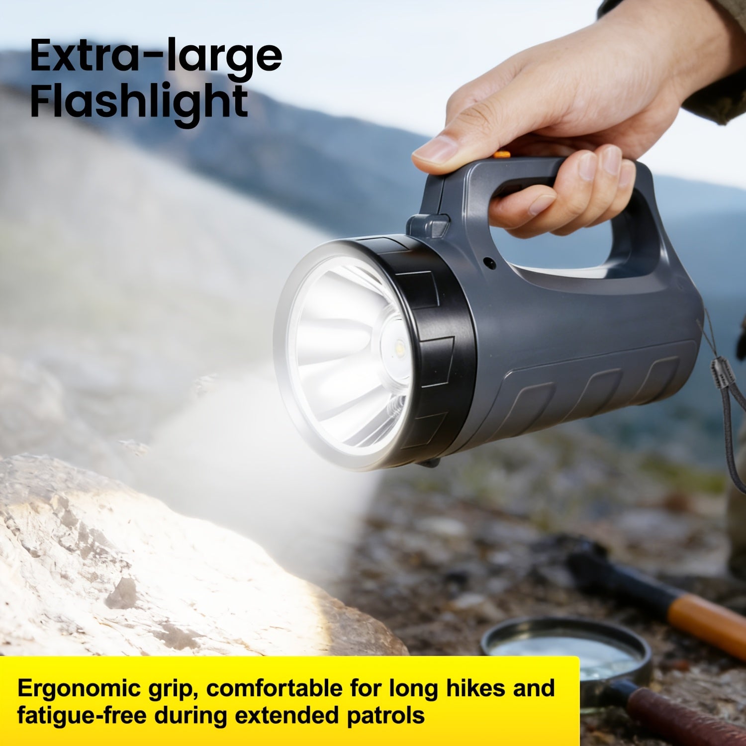 LED Handheld Flashlight, High Beam Long Range & Rechargeable Long Endurance, Large Size Portable Lighting Tool for Circuit Inspection Search Rescue Night Work Emergency Repair Camping Hiking