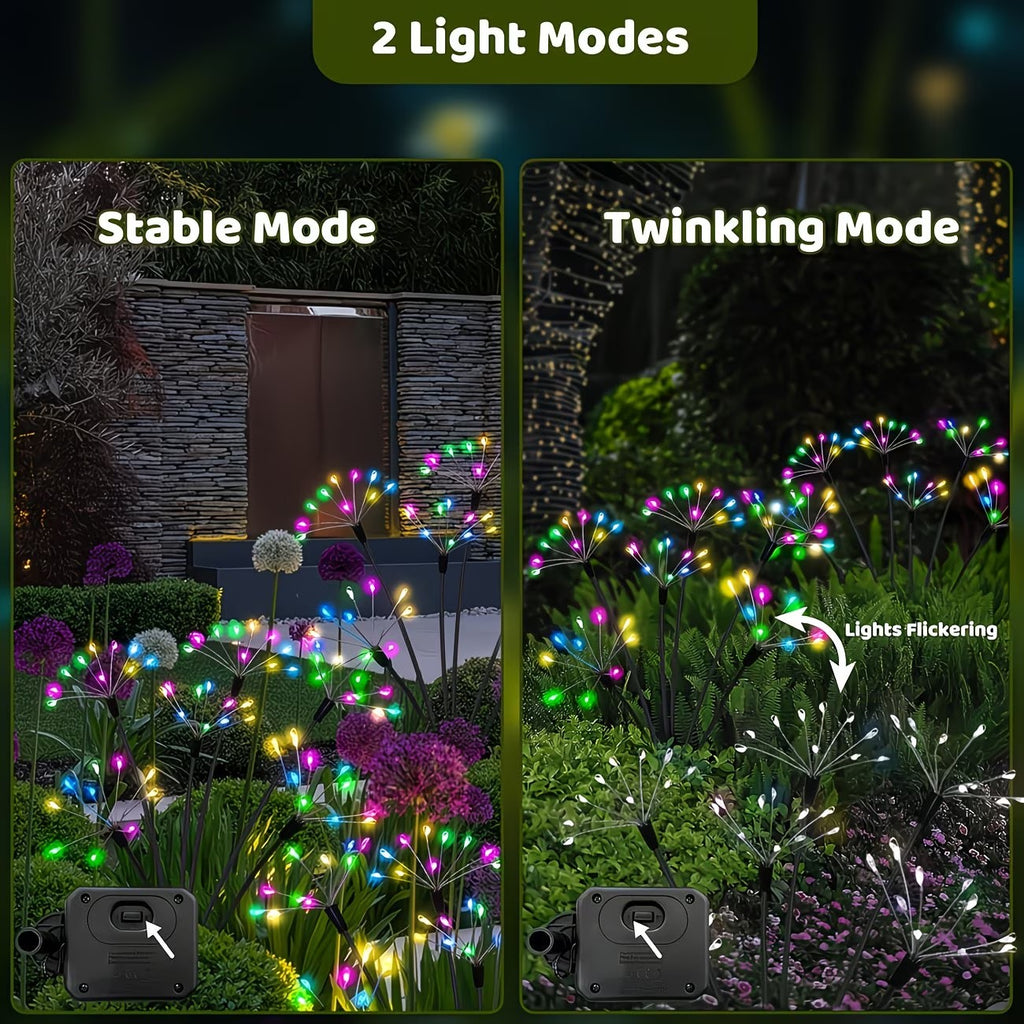 New Solar Fireworks Ground Insert Light, Path Light, Solar Fireworks Swing Light, Landscape Spotlight, Solar Dandelion Fireworks Fairy Light, Semi-Flush Plastic Courtyard Lawn Light, Durable Plastic Structure, Perfect for Courtyard and Garden Decoration