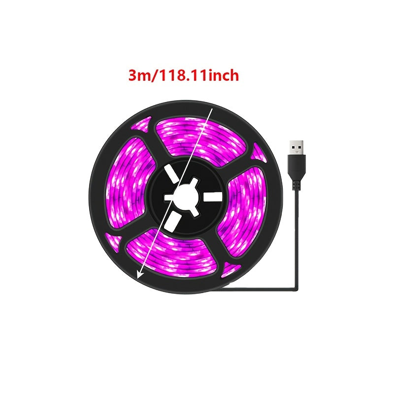 118.11 Inch LED Plant Light Strip, USB 5V 2835 Full Spectrum Grow Light Strip, Supplemental Light for Vegetables, Flowers and Succulents, Boost Plant Photosynthesis, Easy to Install and Operate
