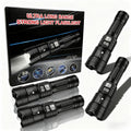 4-pack rechargeable high-power LED flashlight, with zoomable focus function, ultra-bright long-range beam, tactical work light, suitable for camping, hunting, hiking, emergency, equipped with LCD digital display screen