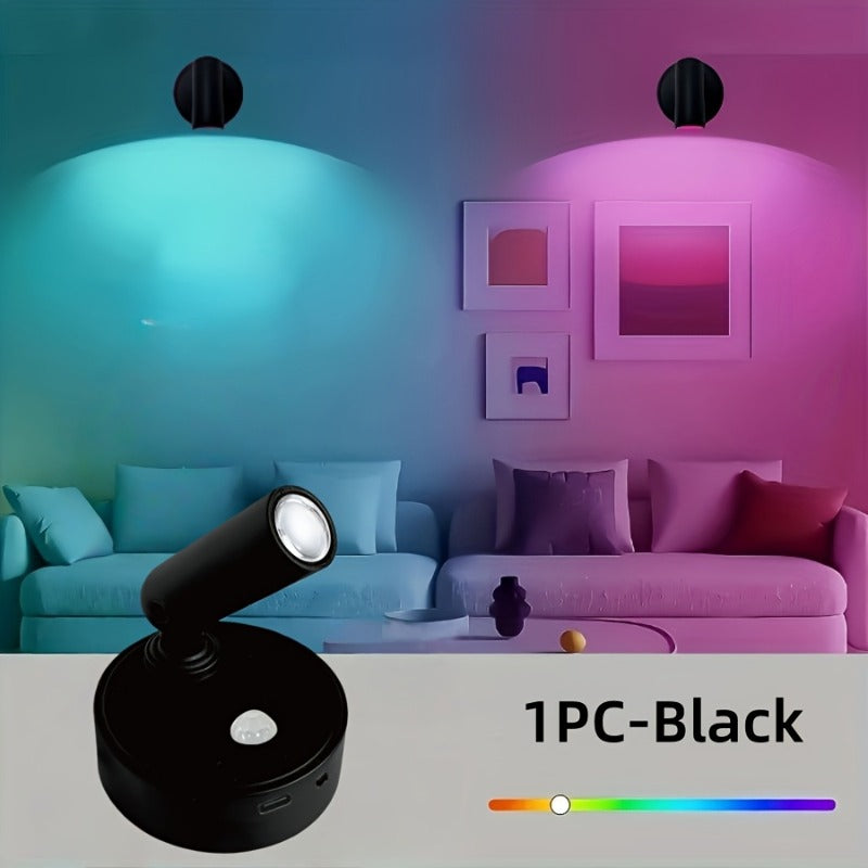 Budget 1-Piece USB-Powered Magnetic LED Spotlight, Adjustable Brightness and Color, Touch Control, 350° Rotation, No-Drilling Installation, Suitable for Indoor Artwork, Painting, Plant Grow Light, Bedroom Bedside, Entryway Ambient Lighting