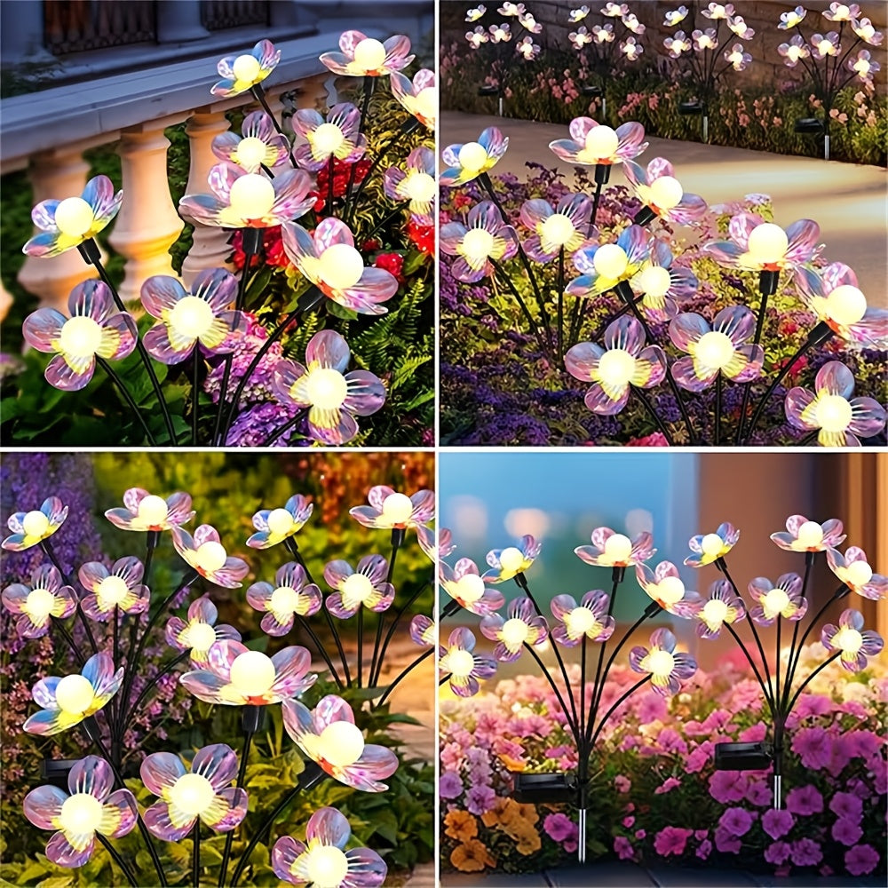 Solar Small White Ball Colorful Flower Warm Light Ground Insert Light - LED Outdoor Lighting Floral Courtyard Decorative Light Garden Lawn / Patio Walkway / Wedding Party Atmosphere Light