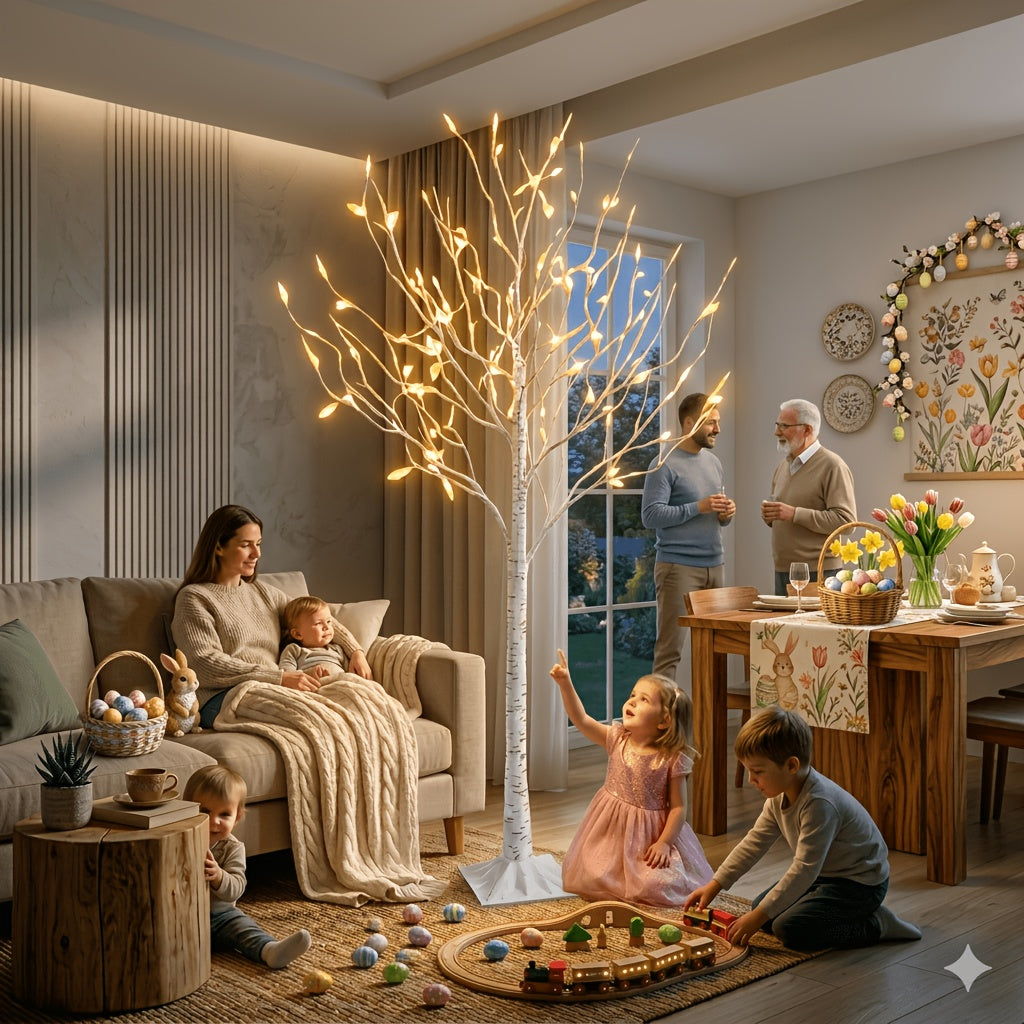1PC 6FT Artificial Birch Tree LED Tree Light, Suitable for Indoor Living Room Office Study Kitchen Outdoor Garden Decoration, Perfect for Festival Atmosphere Decorative Tree Light, Gift, USB Powered