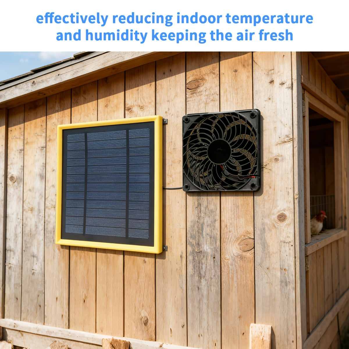 1PC Solar Panel & Portable Cooling Fan, Solar Ventilation Exhaust Fan Kit for Outdoor Air Circulation, Suitable for Greenhouse, Chicken Coop, Shed, Pet House and More, Battery-Free Operation