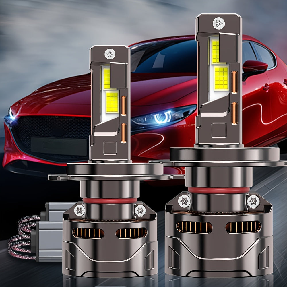 2pcs H4/9003 H7/H18 60000 Hours Ultra-Long Lifespan 58300LM LED Super Bright Front Bulbs 7500K 9006 9012/HIR2 Improves Night Driving Safety, 1000% Brightness Increase, External Driver
