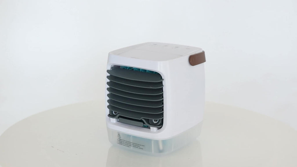 Portable Mini Desktop Mist Air Cooler, 7 Color Night Light Rechargeable Small Cooling Fan, 4 Speed 16.91oz Water Tank Quiet Desktop Fan, Type-C Charging for Home Office Bedroom