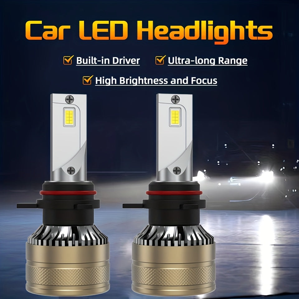 [2-Pack] Super Bright LED Car Lights H7/H1/H4/H8/H9/H11/9005/9006/9012 Universal, Fan Cooling, Aluminum Body, 6000K Pure White Light, Easy-to-Install Car Bulbs