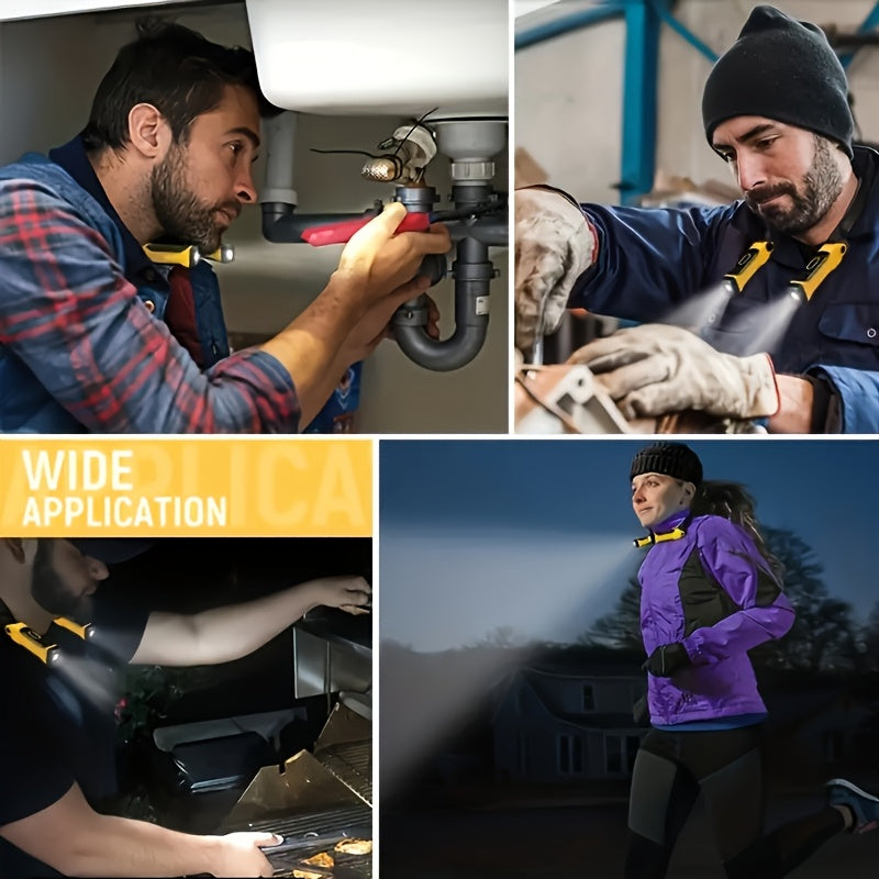 A Rechargeable Work Light, Portable Flashlight with Two Lighting Modes, Designed as a Hands-Free Neck Light, Ideal for Reading, Camping & Repair Work