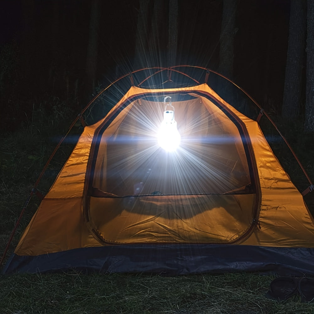 Solar LED outdoor bulb with solar panel - rechargeable energy-saving hanging garden and camping light
