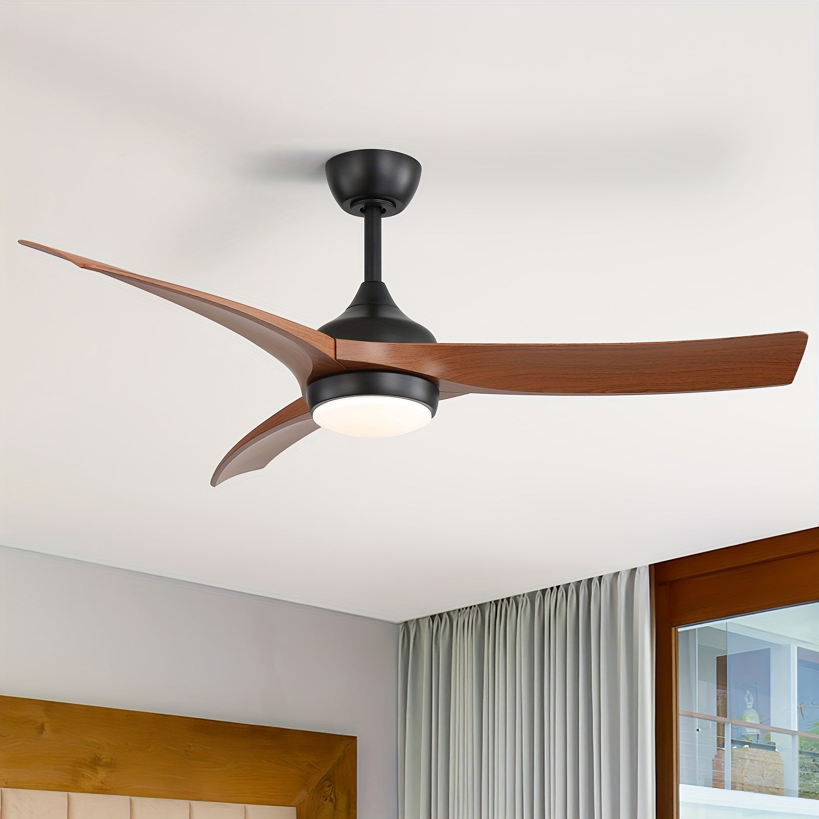 Sofucor Modern Ceiling Fan with Light, 52 Inch, Remote Control, 3 ABS Blades, 3 Color Options, 1/4/8 Hour Timer, 6 Speed Settings, Bright Ceiling Light, for Bedroom, Living Room, Indoor Outdoor