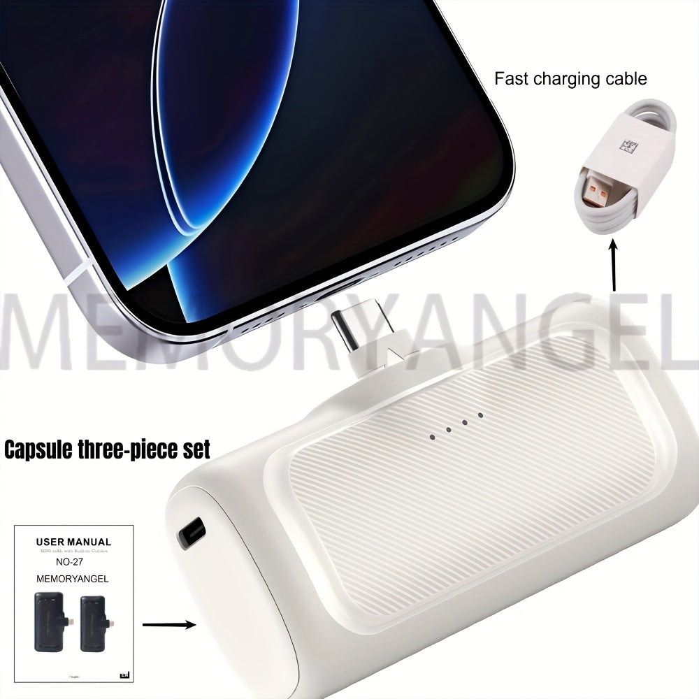 22.5W Fast Charging 5000/10000mAh Mini Portable Charger, USB-C Power Bank, Universal Compatibility, Dual Power Mode, Rechargeable Li-Polymer Battery, for iPhone 16/15 Series & Android Devices