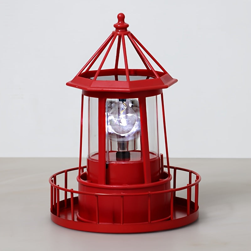 Solar Lighthouse, Solar Beacon Tower with Rotating Light Source, Outdoor Garden Landscape, Courtyard Light, Solar Lighthouse Statue Light Perfect for Outdoor Garden Paths and Patios