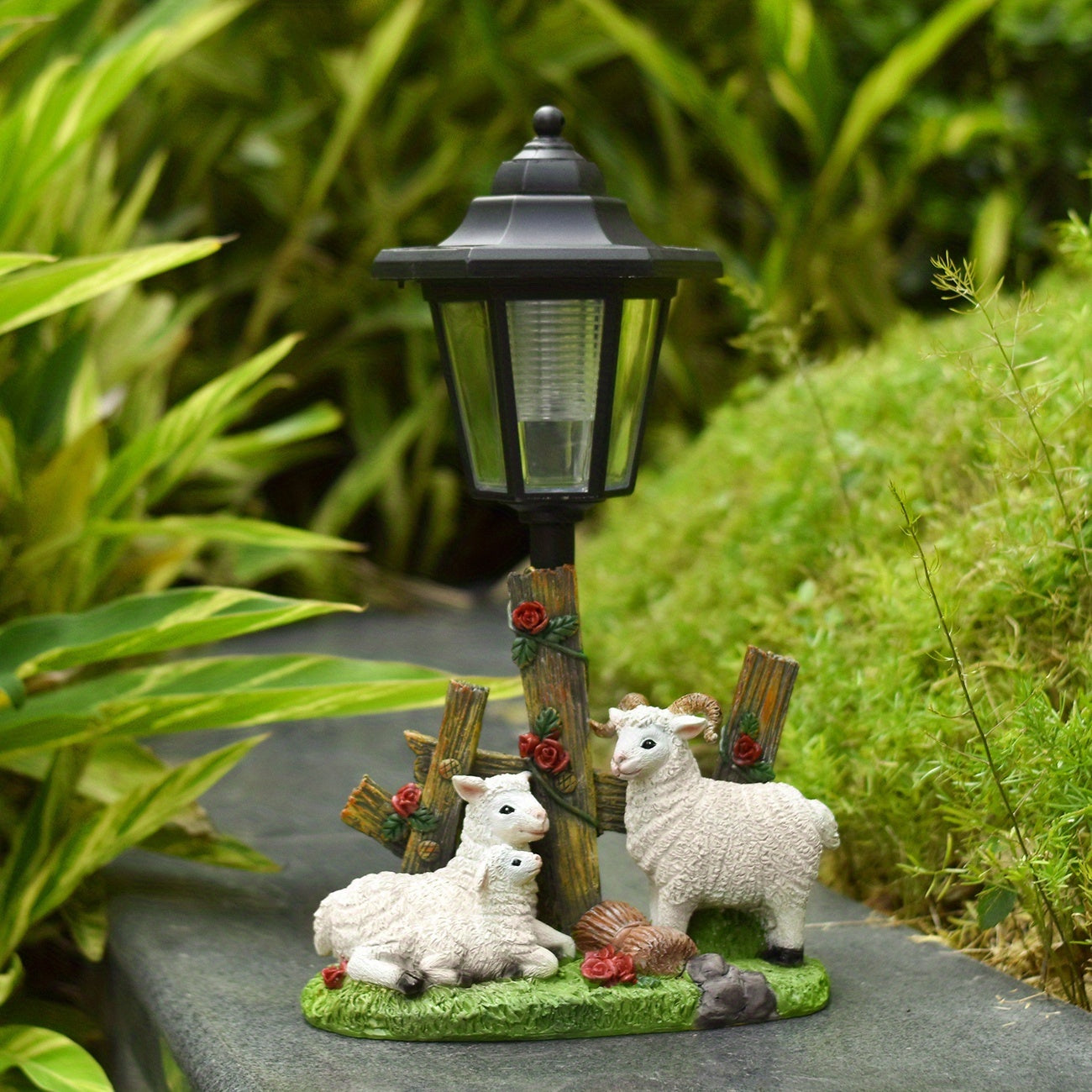 OTDECOR 1-Piece Solar Sheep Family of Three Outdoor Statue Light, IPX4 Solar Sheep Family of Three Decoration, Suitable for Outdoor Courtyard Decoration, Lawn Decoration, Garden Decoration, Path Decoration