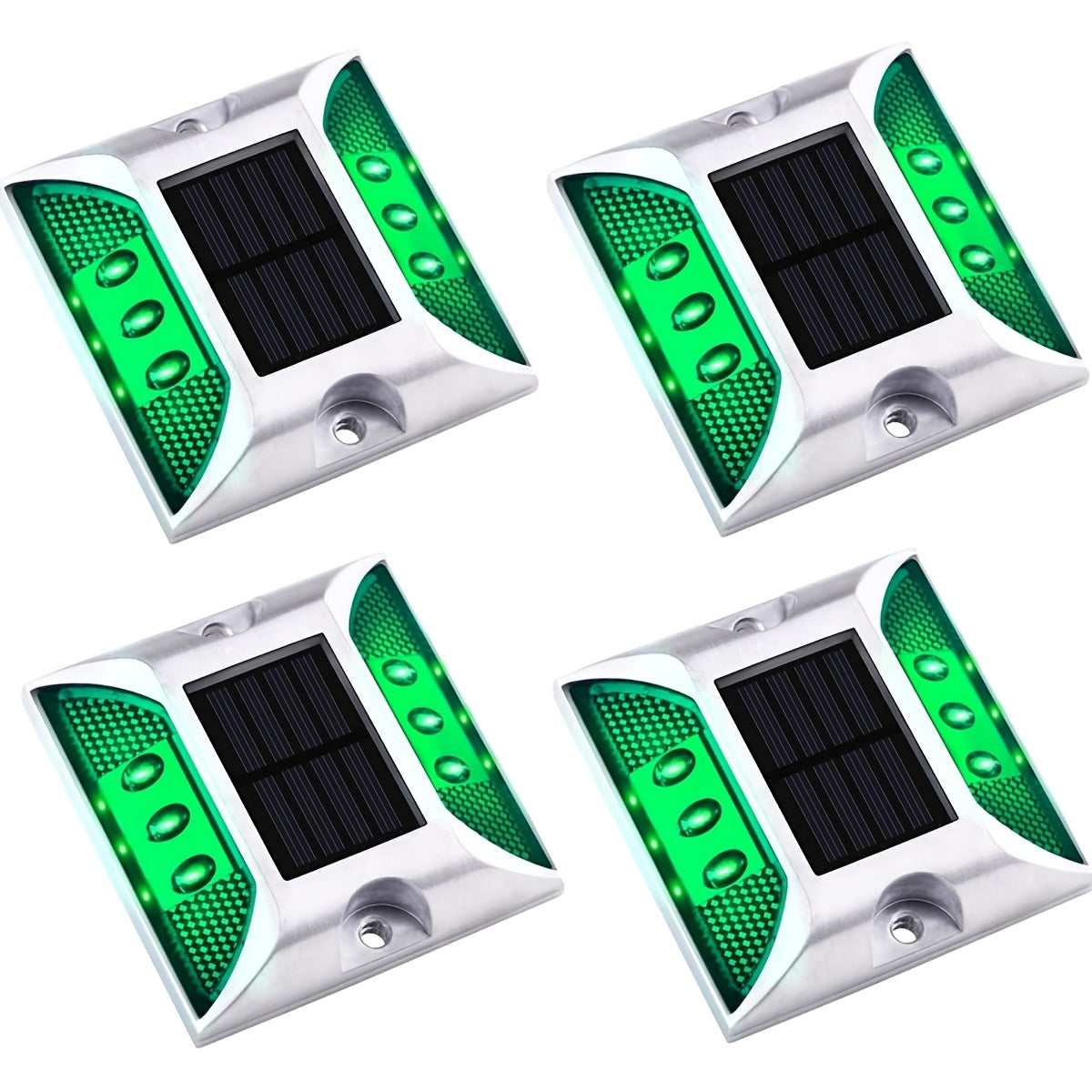 2/4 Pcs Solar Driveway Dock Lights, IP67 Solar Deck Lights, Outdoor Warning Step Lights Reflective Road Markers for Sidewalk Stair Garden Path Walkway (Red Green Blue Yellow Daylight White)