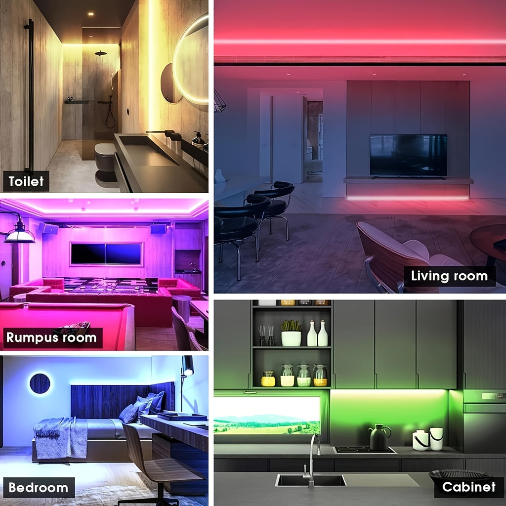 3.3英尺/1米-100英尺/30米 LED灯带，5V RGB LED灯，带3键遥控器，亮度可调，颜色可变，非常适合电视、客厅、卧室或派对环境（USB供电）