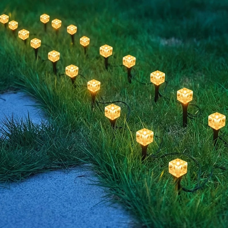 New / 8 Modes - High Brightness Solar Ice Cube Courtyard Decorative Light, Outdoor Glowing LED Light, Solar Outdoor Light, Ice Brick Light, IP44 Rated, Landscape Street Light, Lawn Ground Insert Light, 8 Modes, Festival Light, Garden Light