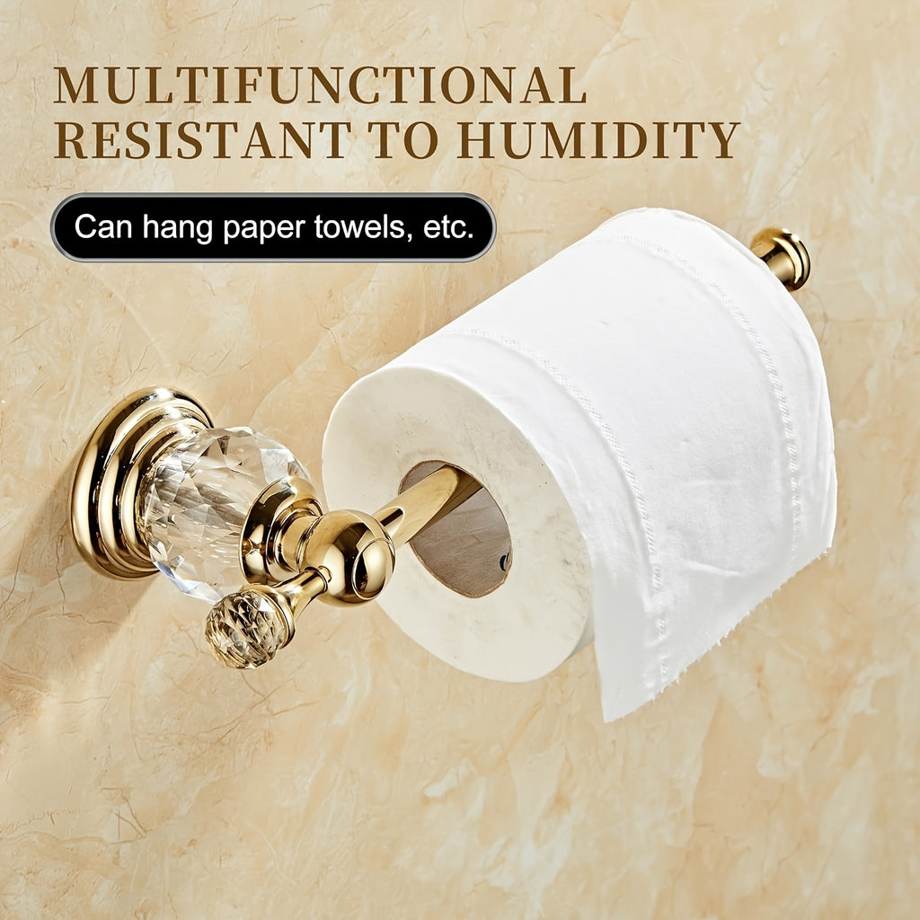 1pc Crystal Toilet Paper Holder & Stainless Steel Towel Rack - Wall Mount Tissue Holder, Creative Wall Décor Shelf, Luxury Bathroom Accessory, Easy Install for Bathroom, Bedroom & Living Room