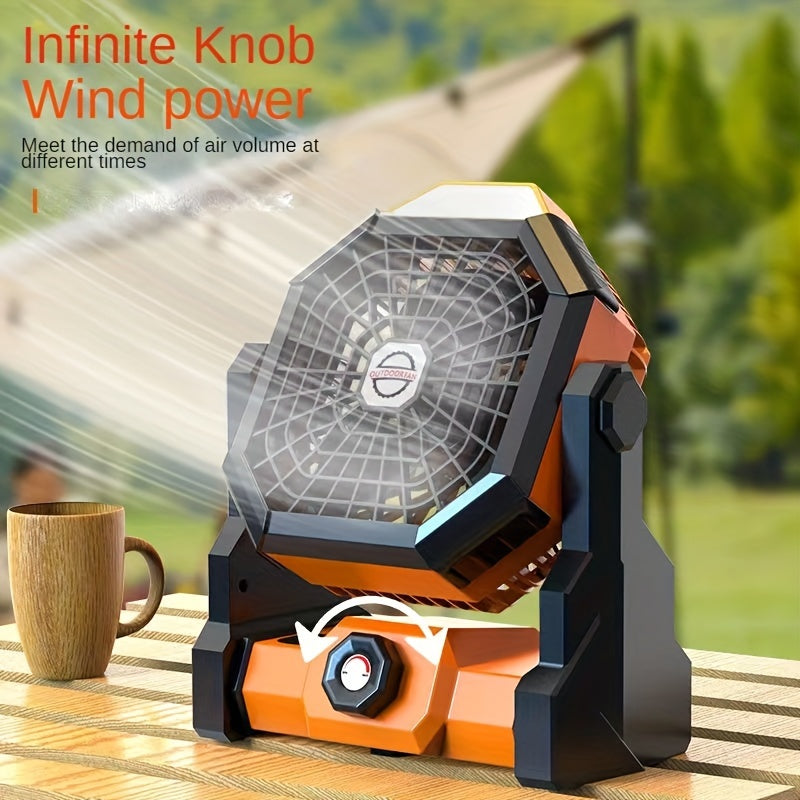 New Arrival Popular Outdoor Autumn Camping Fan, LED Light Fan with Adjustable Brightness, Portable Hanging Fan for Camping Tent Picnic Party Car Pet Kennel, USB Rechargeable Large Capacity Long Lasting Battery, Ideal Practical Festival Gift