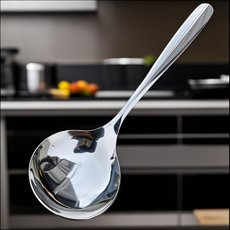4-Piece Elegant Stainless Steel Soup Spoon Set – Long Handle, Durable & Multi-Purpose – Perfect for Hot Pot, Congee – Ideal Choice for Home, Restaurant & Food Trucks