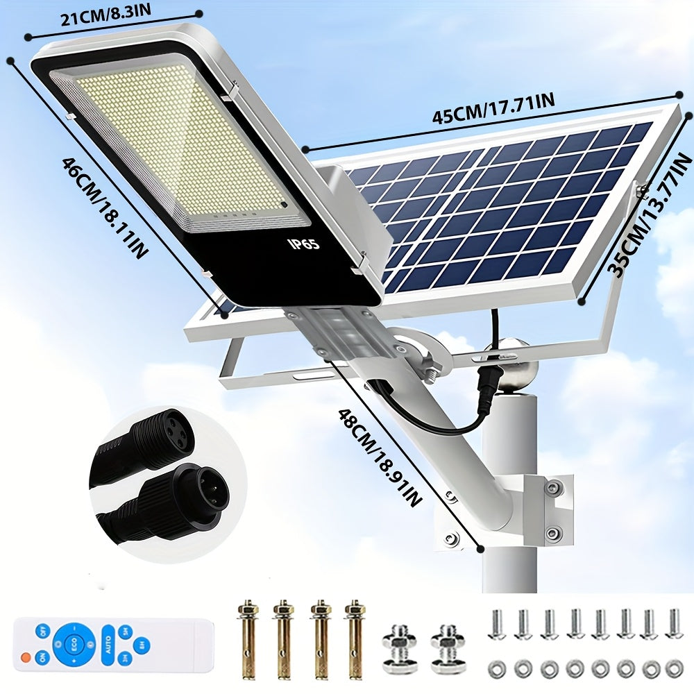 Kasotile Outdoor Solar Street Light - 6500K Parking Lot Lighting, Commercial Dusk-to-Dawn Auto On/Off, Heavy Duty Split-Type LED Solar Street Light with Remote Control (Batteries Not Included for Remote)