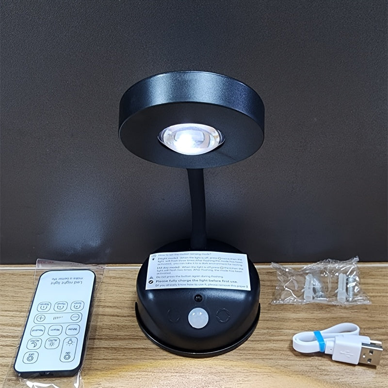 Upgraded Motion Sensor and Remote Dual Control Spotlight, Made of ABS Material with Solid Color Design, Featuring Unique Mountain-Shaped Gradient Lighting for Artistic Space Enhancement, 3 Adjustable Color Tones