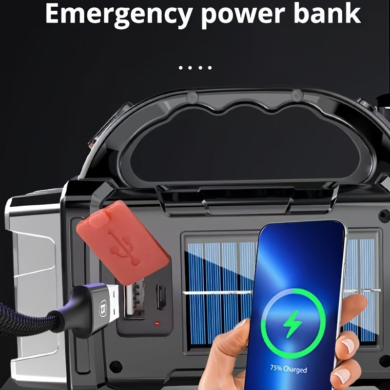 1 Ultimate Ultra-Bright LED Searchlight 2200W - Ultra-Portable, Dual Solar & USB Charging, Visible Beam, Power Bank Flashlight for Outdoor Adventures