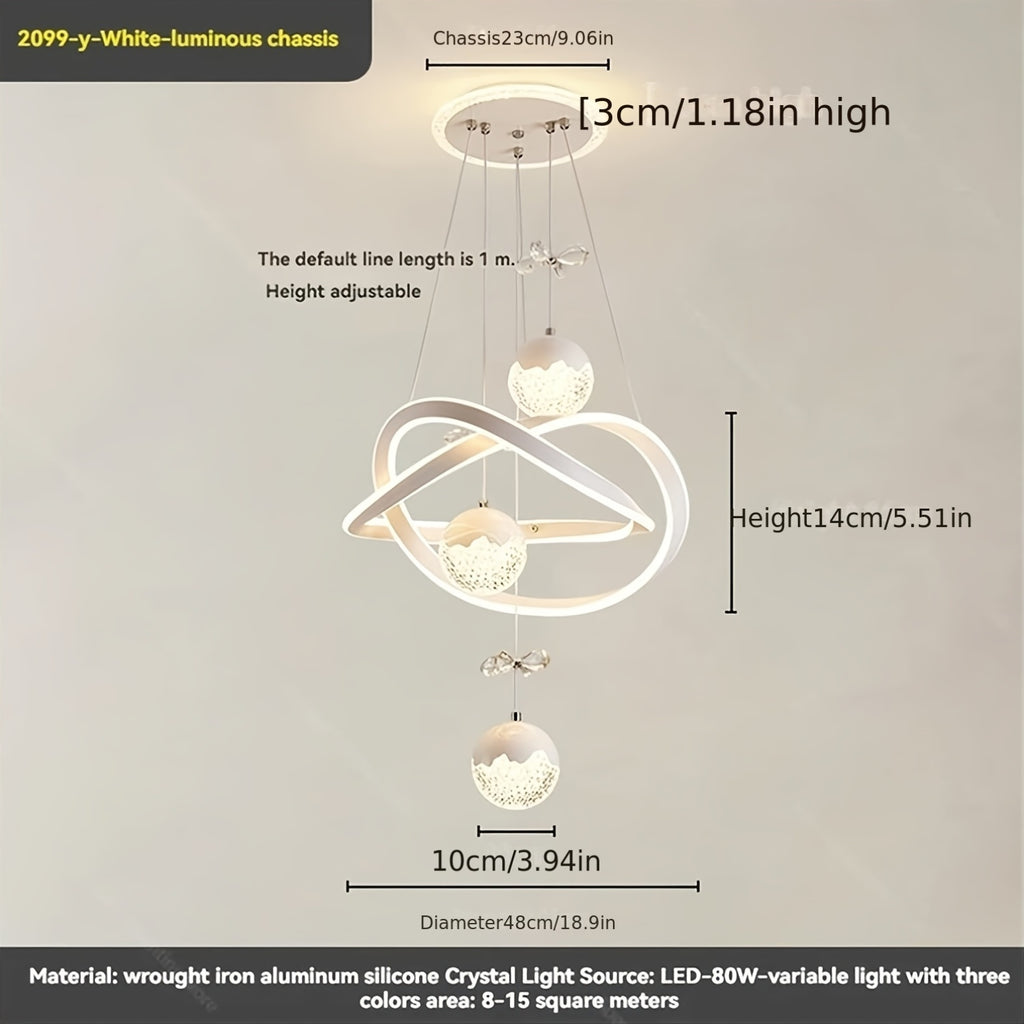 Modern LED pendant light three-color dimmable pendant light, suitable for kitchen island, dining room, living room, modern pendant light, height adjustable, perfect for modern home decoration