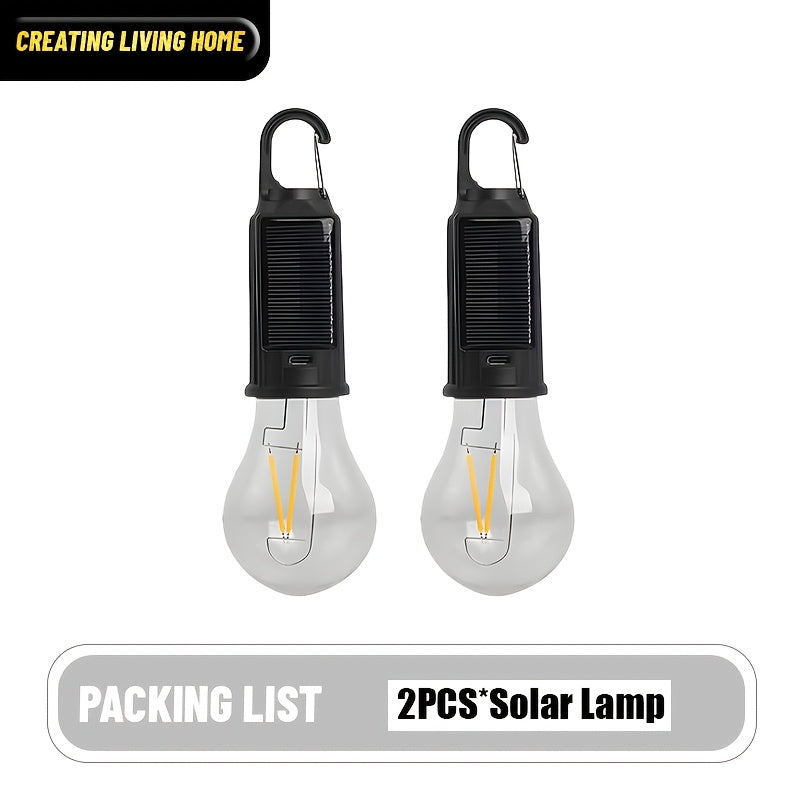 2 Pack Bright Solar Charging LED Commercial Lighting Light, Portable Hook Design Ambient Decorative Warm Light, Night Area Lighting Flashlight, 3 Lighting Modes, Perfect for Parties, Festival Events, Streets, Shopping Malls, Tents